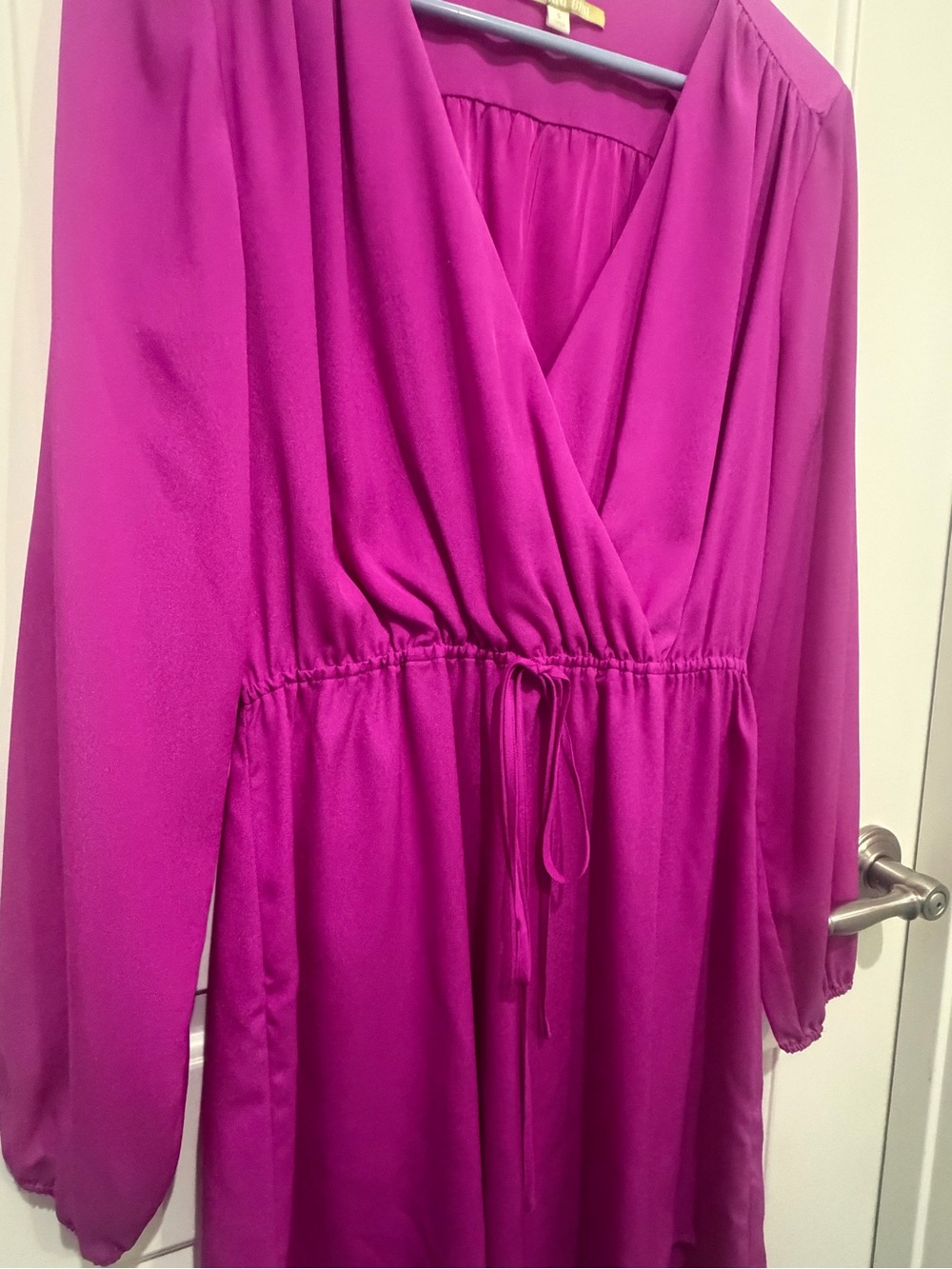 Gianni Bini Hot Pink V-Neck Faux-Wrap Dress